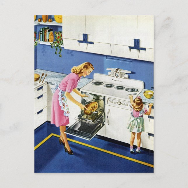 Mother/Daughter Retro Kitchen #2 Postcard (Front)