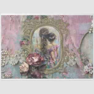 Mother & Daughter Shabby Chic & Floral Collage Tissue Paper