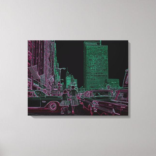 Mother Daughter Shopping Michigan Ave Chicago 1961 Canvas Print (Front)