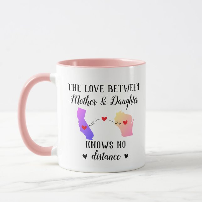 Mother Daughter States Love Knows No Distance Mug (Left)