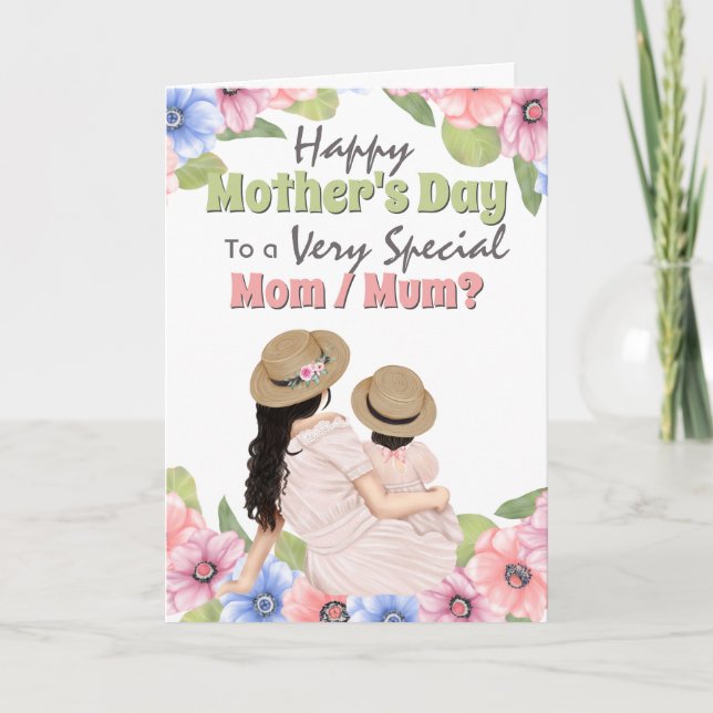 Mother daughter straw hats country meadow card (Front)