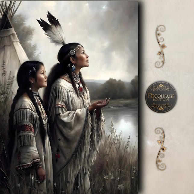 Mother & Daughter Teepee Prayer Decoupage Tissue Paper (Mother & Daughter Teepee Prayer Decoupage Tissue Paper)