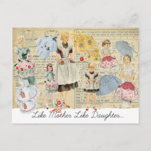 Mother Daughter Vintage Aprons Postcard