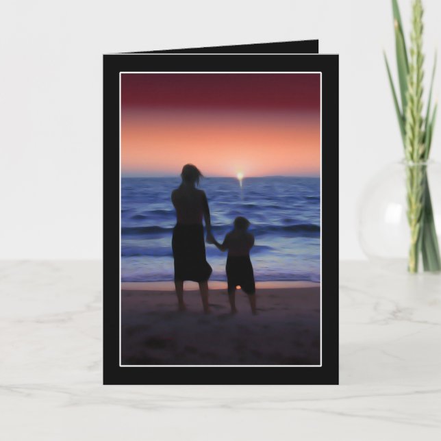 Mother & Daughter Walk on the Beach Card (Front)