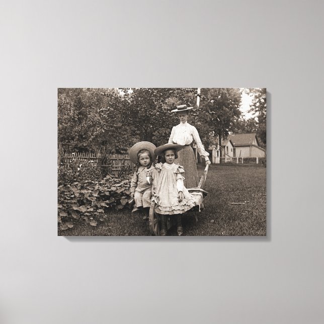 Mother Daughters 1890 Heirloom Gardening Garden Canvas Print (Front)