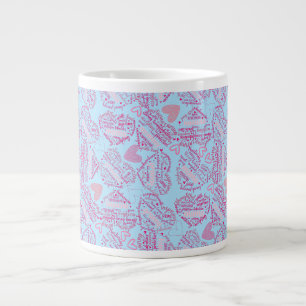 Mother days hearts 01.Pink Lblue BG Large Coffee Mug