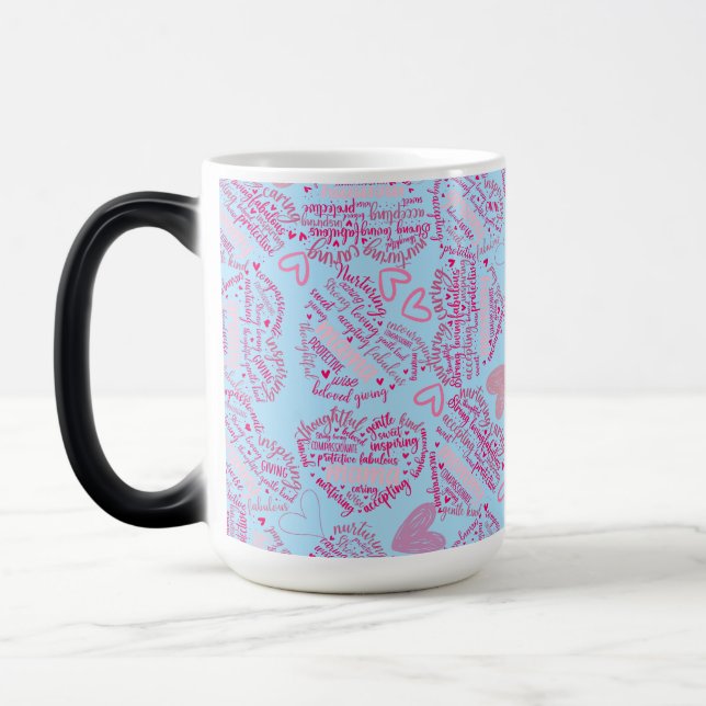 Mother days hearts 01.Pink Lblue BG Magic Mug (Left)