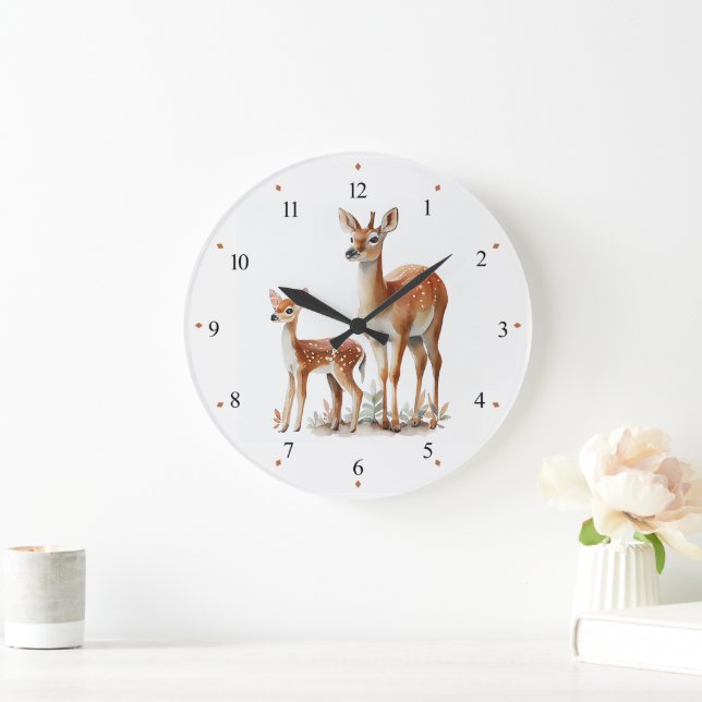 Mother Deer and fawn nursery Wall Clock (Home)