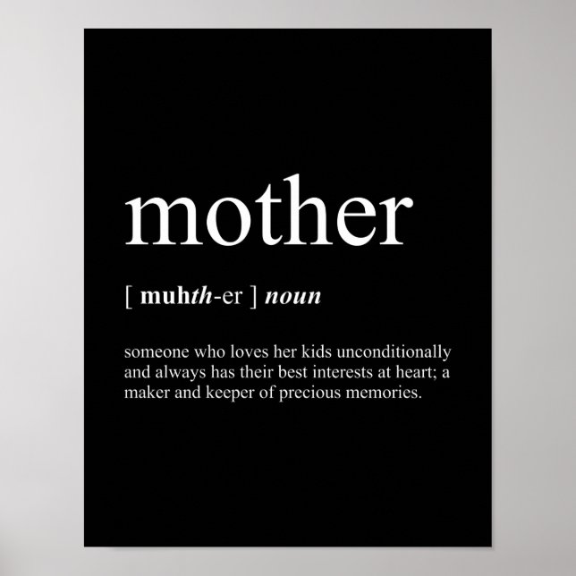 Mother Definition Black Poster (Front)