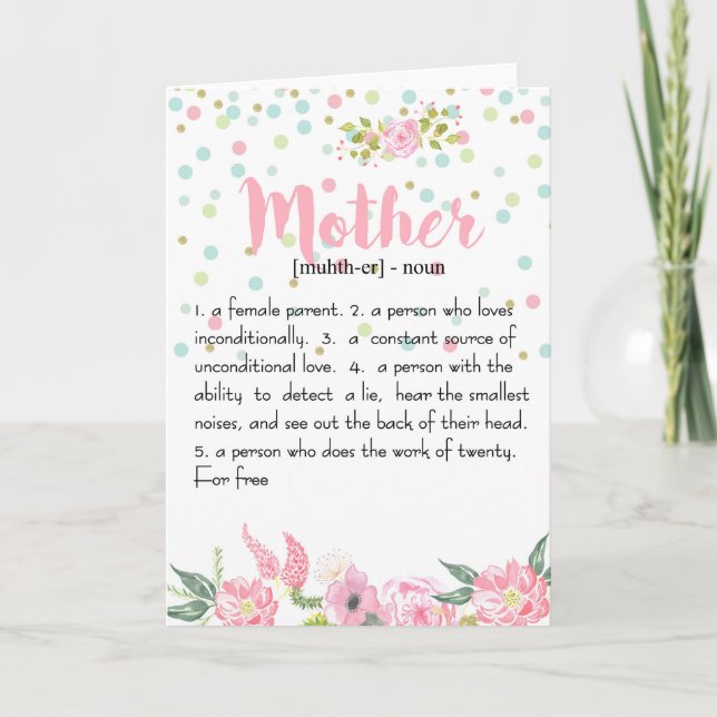 Mother definition card- Mother day gift- M02 Card (Front)