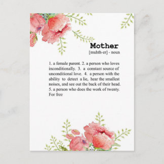 Mother definition card- Mother day gift- Mother Postcard