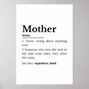 Mother Definition Funny Mum Quote Poster