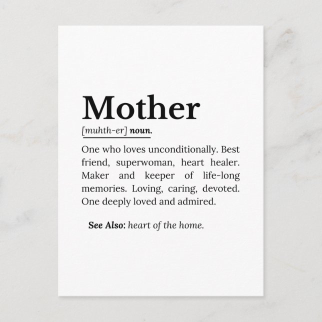 Mother Definition  Postcard (Front)