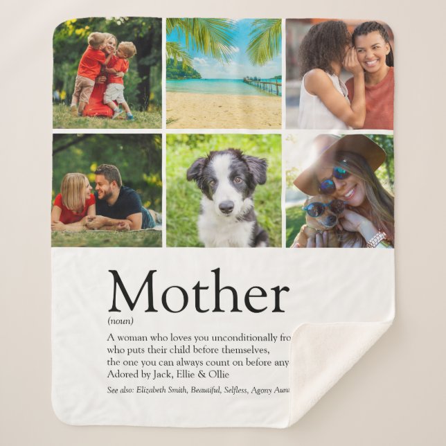 Mother Definition Quote Family Photo Collage Sherpa Blanket (Front)