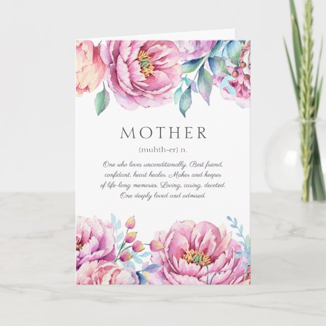 Mother Definition | Watercolor Floral Mother's Day Card (Front)