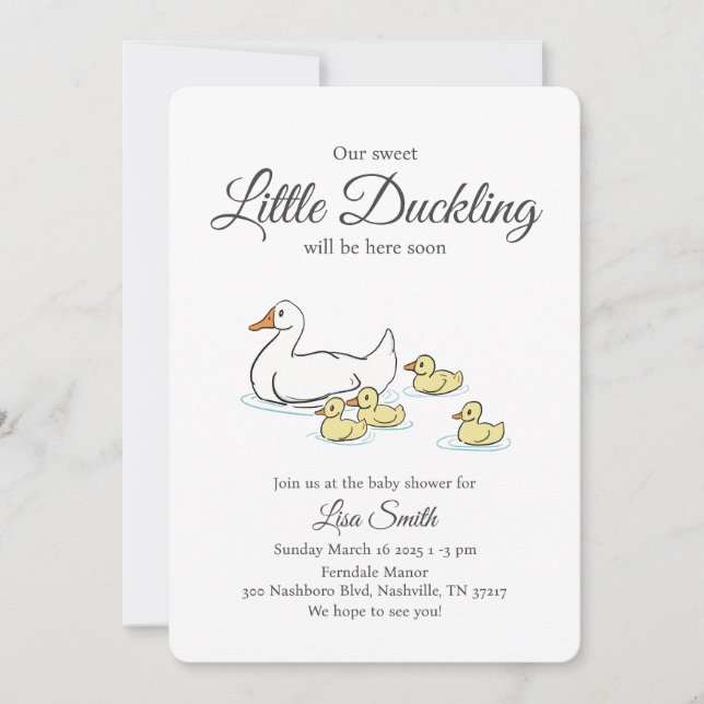 Mother Duck and Ducklings baby shower  Invitation (Front)