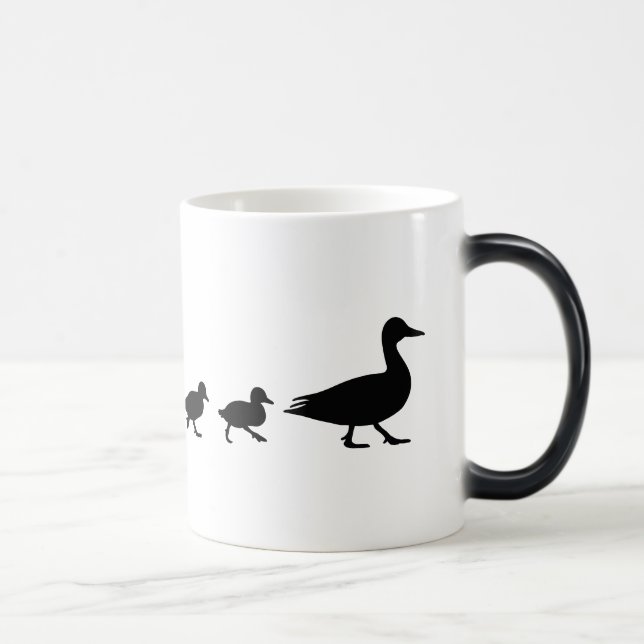 Mother Duck and Ducklings in Silhouette Magic Mug (Right)