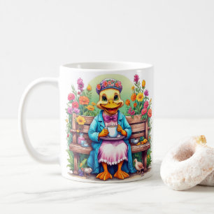 Mother Duck Drinking Coffee Quote Colourful Flower Mug