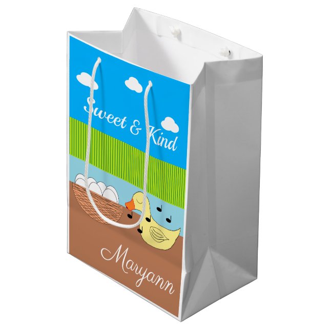 Mother Duck Singing to Her Eggs Medium Gift Bag (Front Angled)