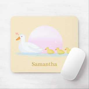 Mother Duck Swimming With Her Family  Mouse Mat