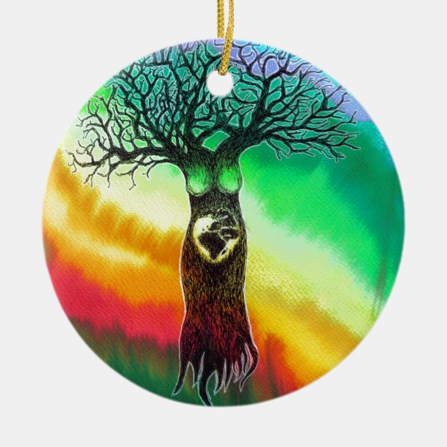 Mother Earth Ceramic Tree Decoration (Front)