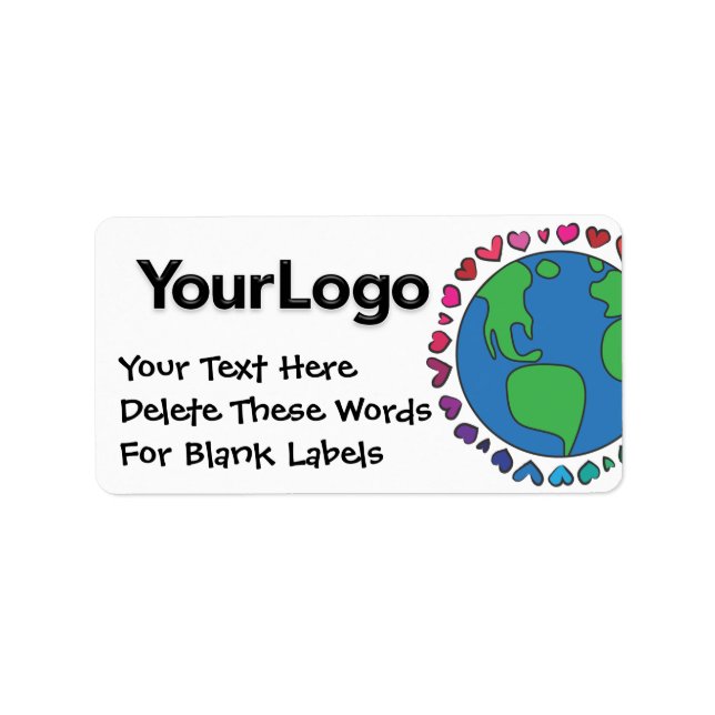 Mother Earth Day Add Your Logo Here Rainbow Hearts Label (Front)