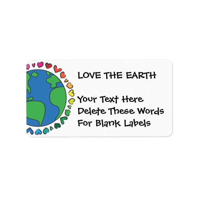 Mother Earth Day Save The Planet Rainbow Hearts Label (Front)