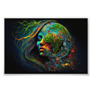 Mother Earth, Fantasy Art, Science Art, Earth Photo Print