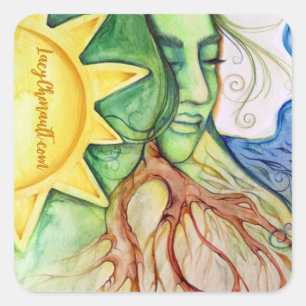 Mother Earth Gaia Goddess Square Sticker