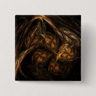 Mother Earth Modern Abstract Art Golden Fractal 15 Cm Square Badge