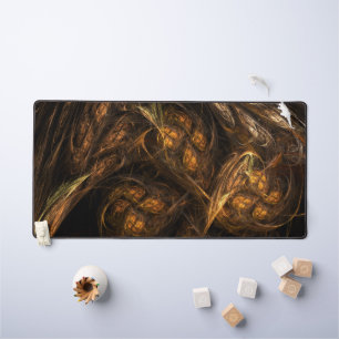 Mother Earth Modern Abstract Art Golden Fractal Desk Mat