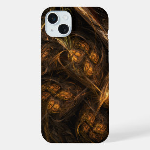 Mother Earth Modern Abstract Art Golden Fractal iPhone 15 Plus Case
