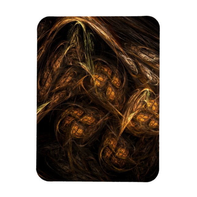 Mother Earth Modern Abstract Art Golden Fractal Magnet (Vertical)