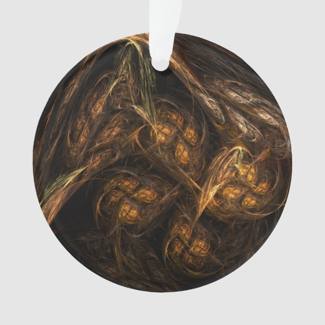 Mother Earth Modern Abstract Art Golden Fractal Ornament (Front)