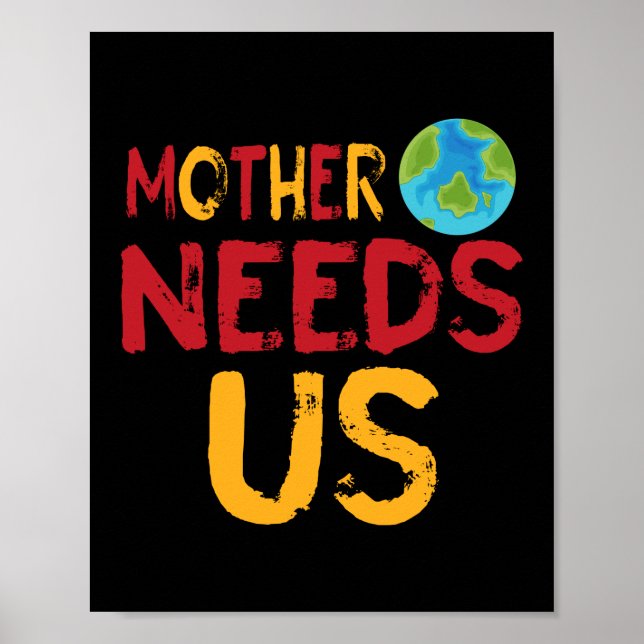 Mother Earth Needs Us Climate Change Environment Poster (Front)