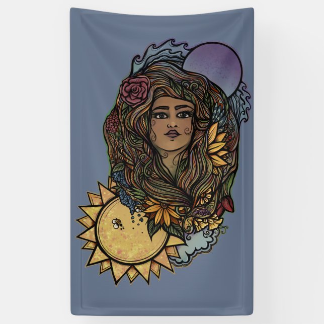 Mother Earth the World Tarot Goddess Banner (Vertical)