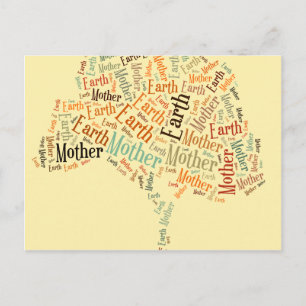 Mother Earth Word Cloud in Shape of Tree Postcard