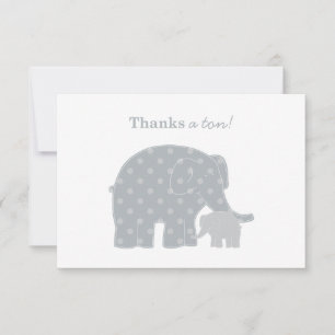 Mother Elephant Grey Dots Baby Shower Note Card