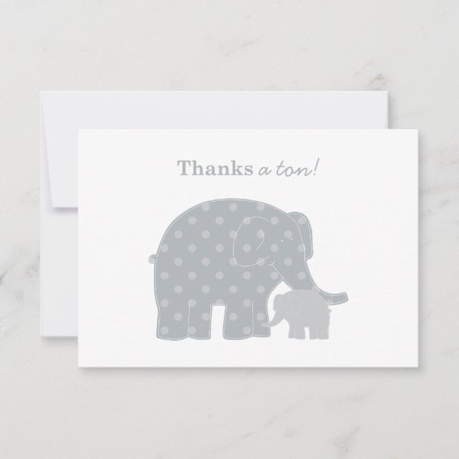 Mother Elephant Grey Dots Baby Shower Note Card (Front)