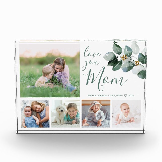 Mother Family Photo Collage Watercolor Eucalyptus (Front)