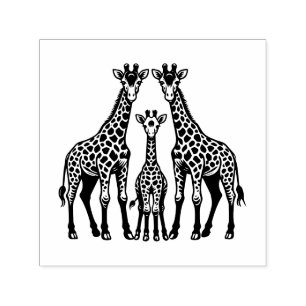 Mother Father Baby Giraffe Family Image Only Self-inking Stamp