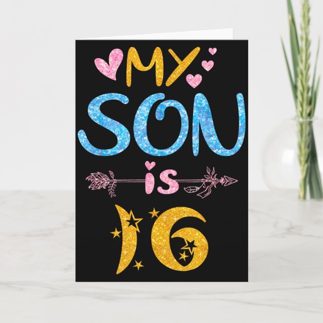 Mother father mom dad happy birthday son is 16 card (Front)