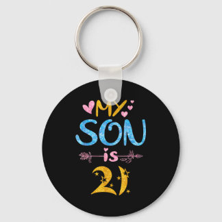 Mother father mom dad happy birthday son is 21 key ring