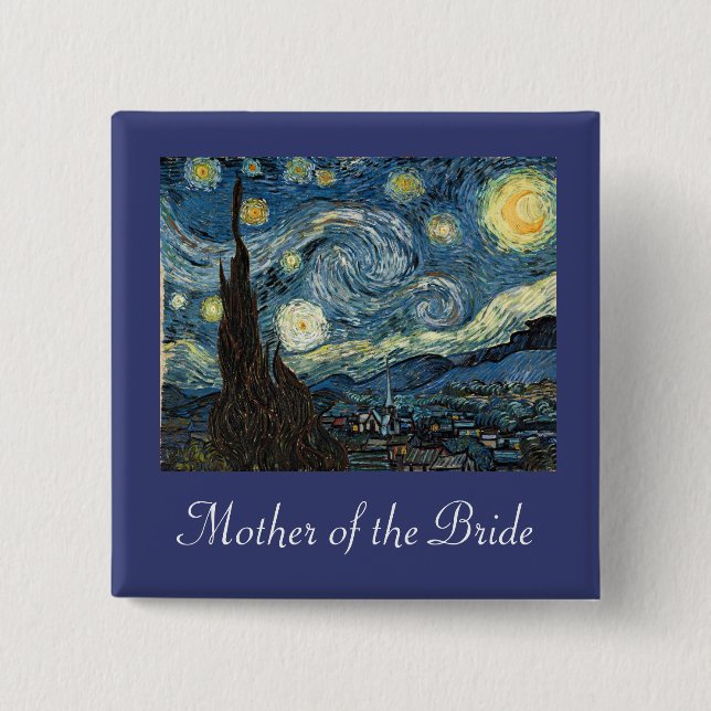 Mother/father of the bride/groom Starry Night 15 Cm Square Badge (Front)