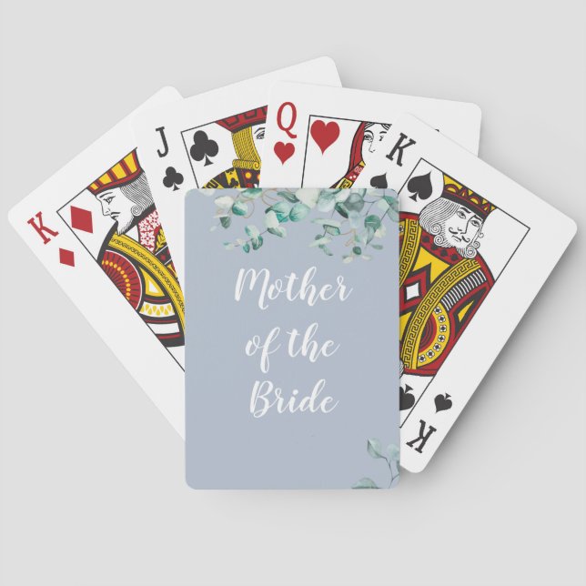 Mother Father of the Bride Personalised Dusty Blue Playing Cards (Back)