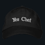 Mother Figure Gift for Dad Meme Funny Christmas Embroidered Hat<br><div class="desc">Yes Chef baseball dad hat, student cook embroidered ball cap, Christmas gift for mum birthday, custom colour embroidery funny humour, sarcastic joke adjustable for home, student line sous kitchen baker, young culinary arts pastry maker, son daughter girl boy wife, from husband food foodie influencer, meme humour him her minimalist</div>