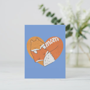 Mother Fox and Baby Fox Love Postcard