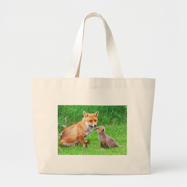 Mother fox and cub large tote bag (Front)