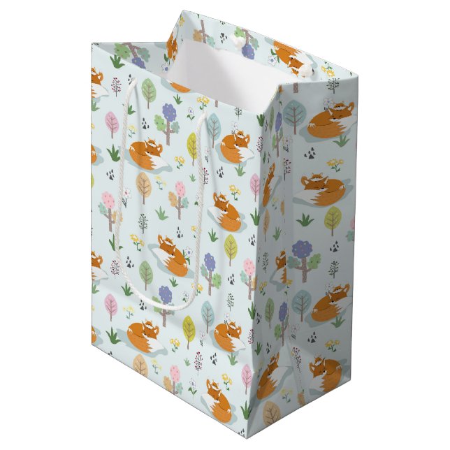 Mother Fox Baby Fox Sleeping In The Forest  Medium Gift Bag (Front Angled)