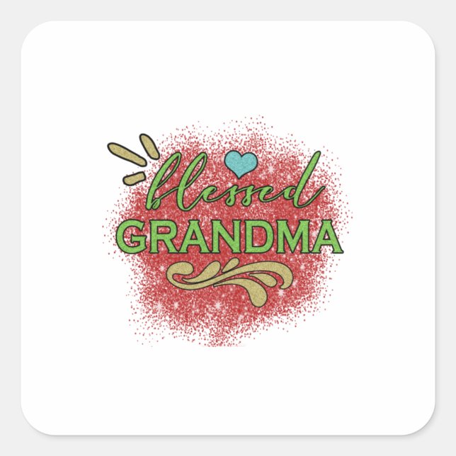 Mother Gift Blessed Grandma Square Sticker (Front)